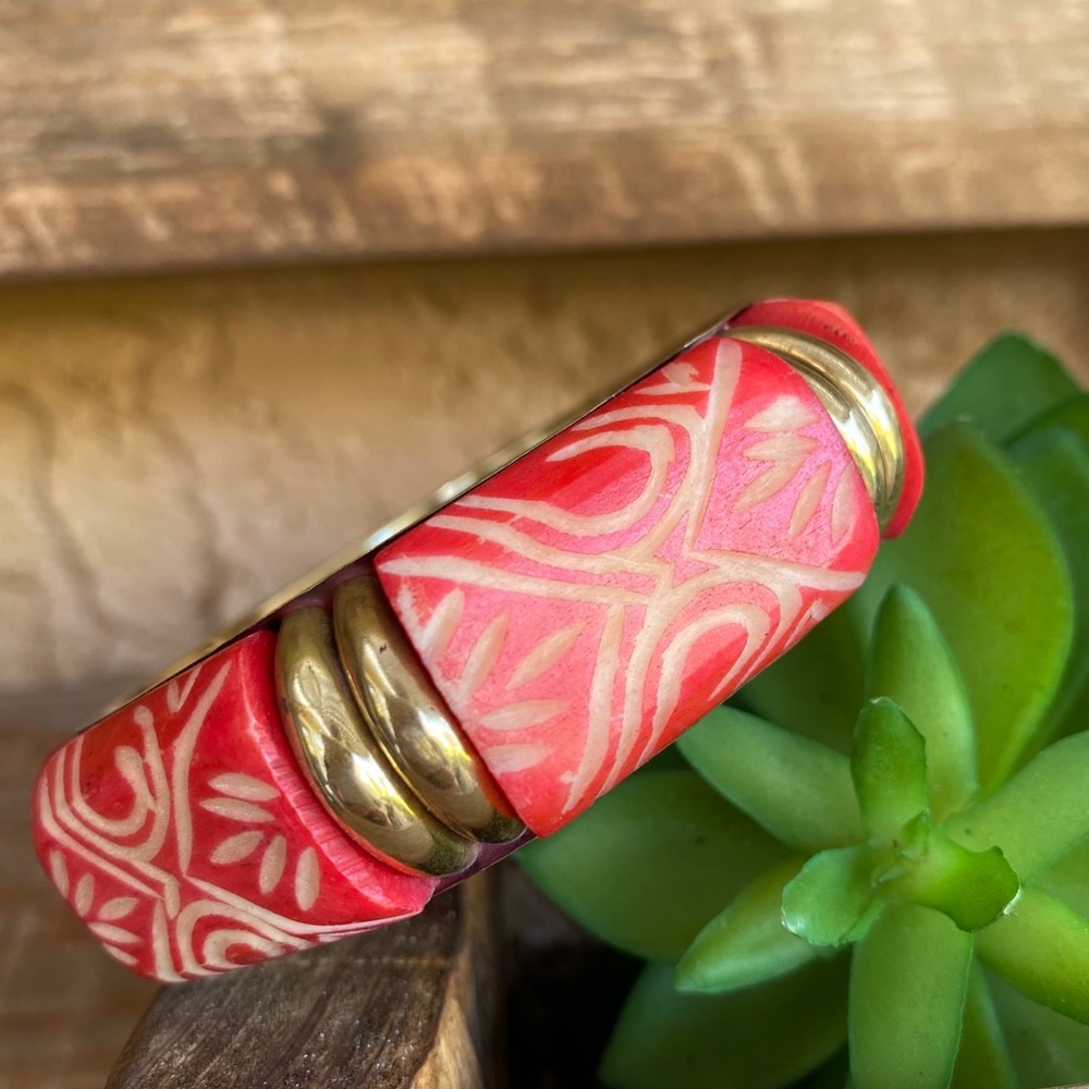 Vintage Bracelet Gold| Coral |  Ivory